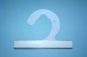 Kunststoffaufhängehaken / Kollektionshaken mit Klebeleiste - 65 mm lang